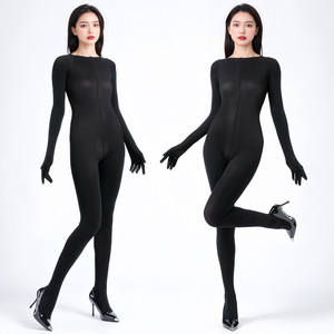 Women Velvet Bodysuit 120D Medium Thickness High Stretch Shaping Warm Full Body For Autumn Winter - Product Image 2