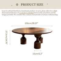 Table basse ronde en bois massif avec pieds en bois, placage frêne, table centrale de luxe pour villa, majlis, anti-fissuration, pour salon (Émirats Arabes Unis, Arabie Saoudite)