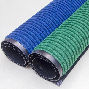 พรมปูพื้น PVC ลายเส้นคู่ รูปทรงสี่เหลี่ยมผืนผ้า กันลื่น ซึมซับน้ำได้ดี สำหรับทางเข้าบ้าน สีฟ้าเขียว - Product Image 1