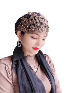 Nuevo pañuelo y gorro de acrílico tejido de color leche brillante para mujer, con accesorio oculto para el cabello, de dos tonos, estilo musulmán. - Product Image 6