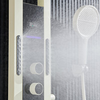 Ensemble de pommeau de douche numérique multifonction en usine Robinets thermostatiques Affichage blanc Clé de piano Système de massage par arrosage chaud/froid