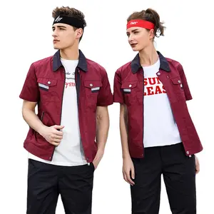 Wholesale custom poly cotton softness fabric work zipper uniforms short sleeve unisex jacket