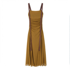 ZATRHMBM Abito Estivo da <span class=keywords><strong>Donna</strong></span> 2026 Nuova Moda Vestito Plissettato <span class=keywords><strong>Retrò</strong></span> con Bretelle Elegante - Product Image 1