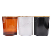 Récipient de luxe de couleur personnalisée 200ml 300ml 10oz 450ml blanc clair noir épais vide pots à bougie en verre mat avec couvercles et boîte
