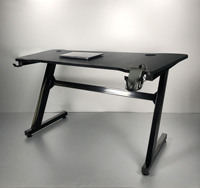 Escritorio de Computadora de Madera Tipo Z de Estilo Moderno, Rojo y Negro, Desmontable, Mesa de Oficina, Mesa de Juegos, Mesa Extensible para Portátil, Oficina en Casa, Fábrica