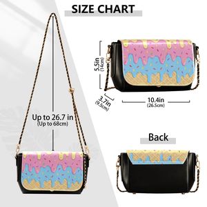 Ice <b>Cream</b> Drip Waffle Pattern Women Messenger <b>Bag</b> Chain Strap Crossbody Purse Cosmetic Organizer - Product Image 2