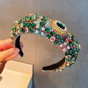 عصابات رأس فاخرة مرصعة بالأحجار الكريمة على الطراز الباروكي، إصدار عريض من المجوهرات - Product Image 2