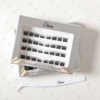 Extensions de cils en grappes pré-coupées, pré-mappées, effet œil de chat, en PBT coréen, auto-adhésives et pré-collées, 4 rangées, vente en gros