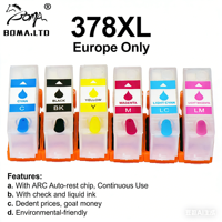 BOMA - Europa 378XL Nachfüllbare Tintenpatrone mit ARC-Chip für Epson Expression Premium XP-8500 XP-8600 XP-8605 XP-8700 T3791-T3796
