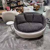 Ensemble de canapés de designer italien modernes et paresseux Lacoon Minimalist Sherpa Fabric Single Balcony Leisure Chair Sponge Filling Rotatable