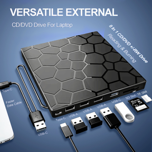 Unidad de DVD Externa USB C, Grabadora de CD RW para Laptop, PC de Escritorio, Copia de Seguridad de Datos, Grabadora de Disco Óptico, Directo de Fábrica - Product Image 6