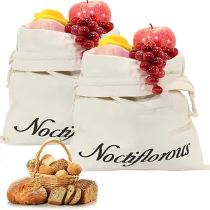 Хлопковые многоразовые муслиновые Сумки на шнурке, большие мешки для хлеба, овощей, хлеба, продуктовые поделки, моющаяся ткань