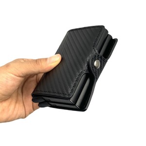 New anti-demagnetization simple <b>card</b> case, European and American double aluminum <b>box</b>, automatic <b>card</b> spring, large-capacity mult - Product Image 1