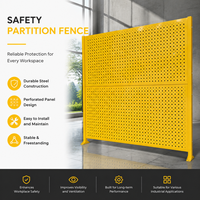 Cloison de Sécurité Modulaire à Panneaux Perforés avec Cadre en Acier, Fixation au Sol, Écran Jaune pour Division d'Entrepôt et Cellule de Machine