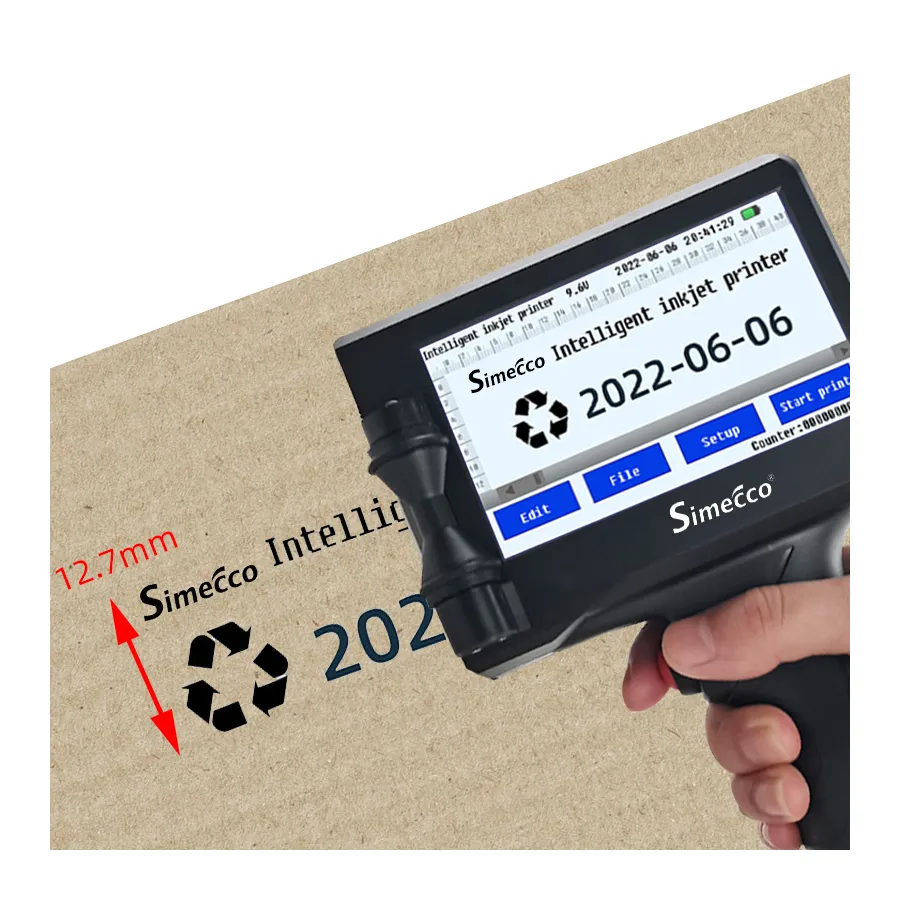 SC12 impressora jato de tinta portátil inteligente número do lote máscara tampa da garrafa máquina de codificação de data de produção código QR código de barras