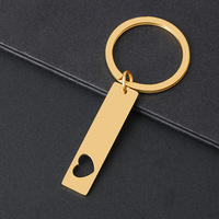 Porte-clés en métal vierge, acier inoxydable poli miroir, rectangulaire, gravure laser, impression UV, cadeau promotionnel, vente en gros