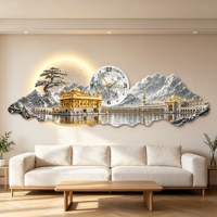 Jam Dinding LED Kuil Emas Sikh Kristal Porselen Senyap Quartz Dekorasi Dinding Seni Ruang Tamu Kamar Tidur Hotel Dekorasi Rumah