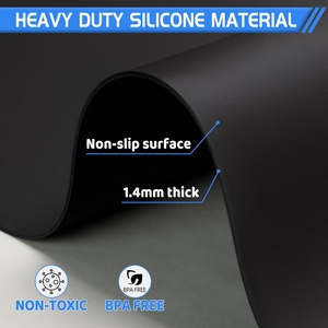 แผ่นซิลิโคนทนความร้อนขนาด 36"x23.6" ป้องกันคราบสกปรกสำหรับเคาน์เตอร์ครัว ล้างทำความสะอาดได้ ไม่เกิดรอยยับ - สีดำ - Product Image 2