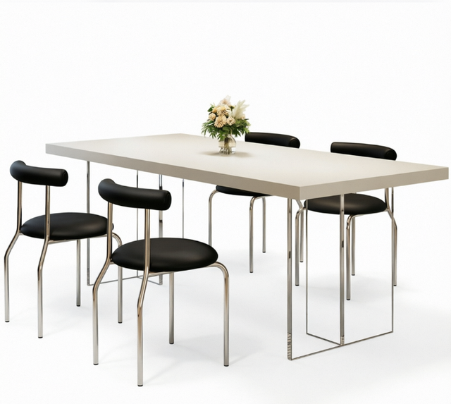 Acrylic suspended rock board dining table and chair set neat and simple style