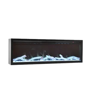wall electric cheminee insert electric firebox with crystal decoration real flame effect electric fireplace