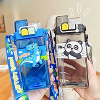 Md181 Bouteille d'eau en plastique à double boisson avec sangle Bouteille d'eau portable pour étudiants Gobelets en plastique à paille pour enfants