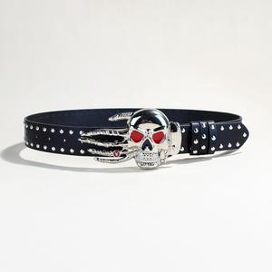 Cinturón de estilo punk para mujer, con hebilla de calavera grande y remaches exagerados, ideal para Halloween, estilo oscuro y dominante. - Product Image 2