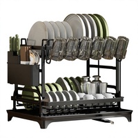 Égouttoir de cuisine en métal rectangulaire non pliable, support multifonctionnel auto-drainant pour bols, assiettes et tasses