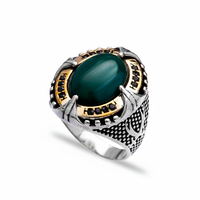 Bague en pierre émeraude pour hommes, bijoux en argent Sterling 925 faits à la main, bagues en argent pour hommes, vente en gros