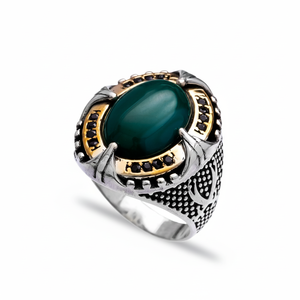 Emerald Gemstone Authentic <b>Men</b> <b>Ring</b> Wholesale Handmade 925 Sterling <b>Silver</b> Jewelry <b>Men's</b> <b>Silver</b> <b>Rings</b> - Product Image 2