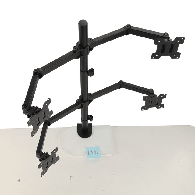 Hot-Selling 4 Arms Quad Screen Monitor Mount Bracket Desktop Stand Adjustable Monitor Riser OEM ODM 32 Inches