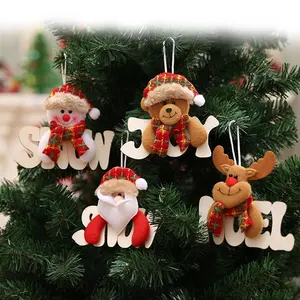 Acessórios da árvore de natal, bonecos dançantes do velho homem de neve cervos urso de tecido pendurado, presentes da porta, ornamento de pendurar na parede
