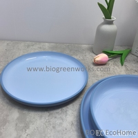 Vaisselle Premium en RPET Bicolore, Compatible Micro-ondes |   Tasses, bols et assiettes résistantes aux hautes températures |   Plastique recyclé durable
