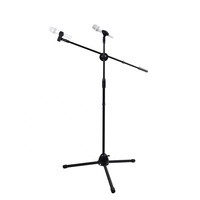 Support de microphone de sol réglable avec conception flexible, construction métallique, hauteur maximale de 140 cm, couleur noire, pour utilisation sur scène