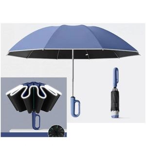 Reflective Automatic Folding Reverse Led <b>Windproof</b> <b>Umbrellas</b> Travel <b>Umbrella</b> With Ring Handle Promotion Gift - Product Image 1