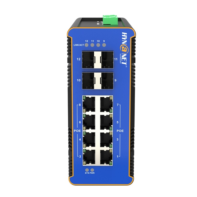 Industrial Din-Rail L3 Managed 8-Port Gigabit PoE+ Switch W/ 4x1G SFP UPlink 24Gbps 240W -40~75 China Origin