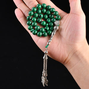 YS322 Collana Rosario Islamico con 33 Perle di Preghiera in Malachite da 8mm Allah Mohammed - Product Image 3