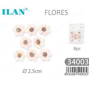 Perline floreali ILAN da 2,5 cm per decorazioni di abbigliamento, confezione da 8 pezzi - Product Image 1