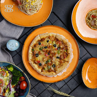 Assiettes en céramique de Style européen, ensemble de vaisselle de 10, 12 pouces, attrayants et Durable, 8 pièces, assiettes de restaurant