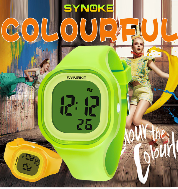 SYNOKE Children's Digital Watch Girls Boy Watches Students Clock Colorful Silicone LED Digital Watch for Men Sport Wristwatches