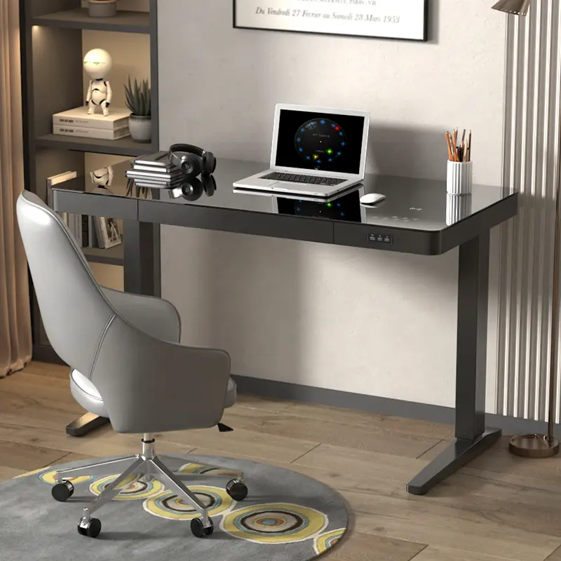 Móveis de escritório ergonômico, móveis elétrico inteligente, motor duplo, sentar-se em pé ajustável, mesa