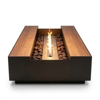 Ensemble de canapés d'extérieur avec table foyer au gaz en acier Corten, finition rouille naturelle, revêtement en poudre, certifié CE, fabriqué en Chine
