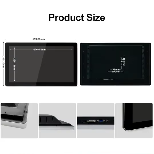 Industrial VESA Pure Plane Capacitive Resistive Touch Screen 11.6/13.3/15.6/19/21.5 Inch LCD Display USB DC Monitor