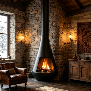 Elegante Chimenea de Leña Independiente con Forma de Cono, Chimenea Abierta para Leña - Product Image 3