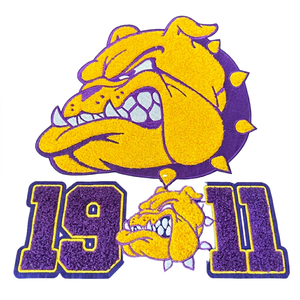 Patch brodé thermocollant en chenille Bulldog, écologique, forme irrégulière, en tissu, cadeau pour la Fraternité Omega Psi Phi 1911 - Product Image 1