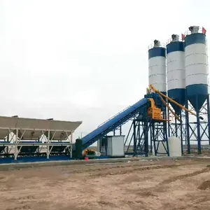 Polusi rendah 1 Cbm Twin Shaft Mixer mesin Precast beton mencampur tanaman 60M3/H kecil Rmc beton Batching tanaman Hzs60 harga