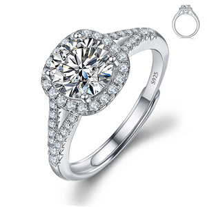 Bague ouverte réglable pour femme en cuivre imitation moissanite PFT - Sensation de luxe léger et haut de gamme - Product Image 6