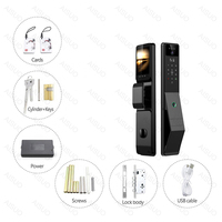 Kunci Pintar 3D Pengenal Wajah Sidik Jari Video Interkom Tuya Cloud WiFi App Unlock Kunci Digital Kartu Kunci RFID Aluminium