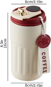 Taza de Viaje de 12 oz, Taza de Café de Acero Inoxidable con Aislamiento al Vacío, Vaso Térmico a Prueba de Fugas para Bebidas Frías y Calientes (Rojo Inteligente) - Product Image 5