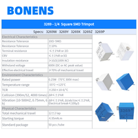Potenciómetro de ajuste SMD BONENS Serie 3269X (3269X) 10~5M 10% Resistencia Variable 1/4" Cuadrado