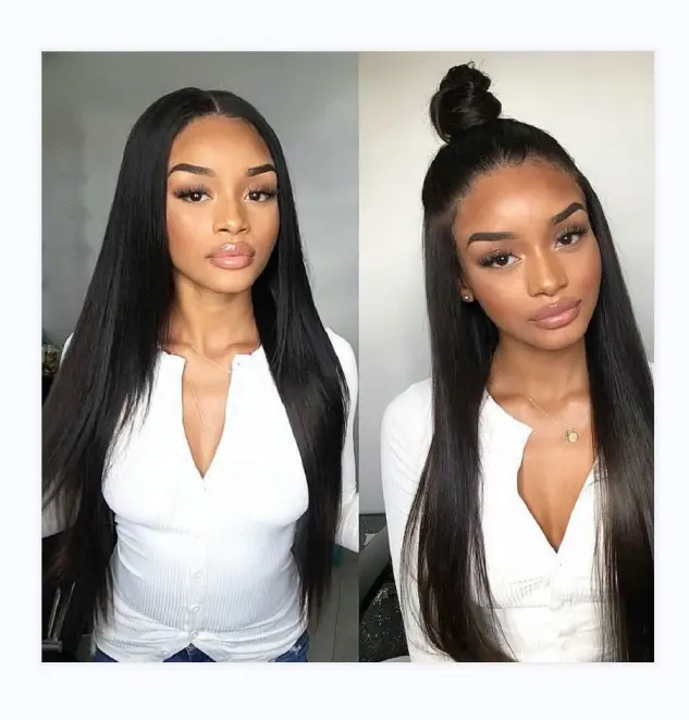 Straight Lace Front Wig Black Women Human Hairtransparent Lace Closure Frontal Long Wigs 100% Human Virgin Hair Wig French Lace